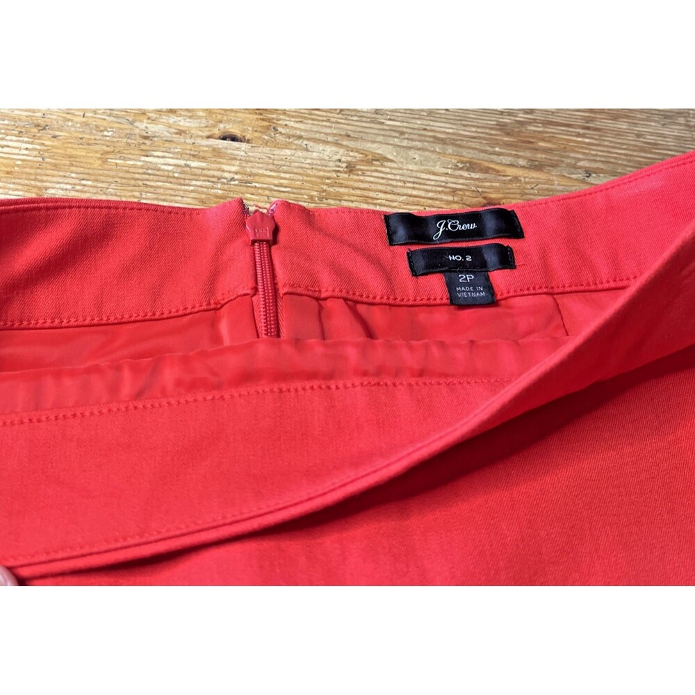 J Crew Red Pencil Skirt Size 2P Cotton Blend Lined Career Workwear Office No. 2 - Picture 2 of 10